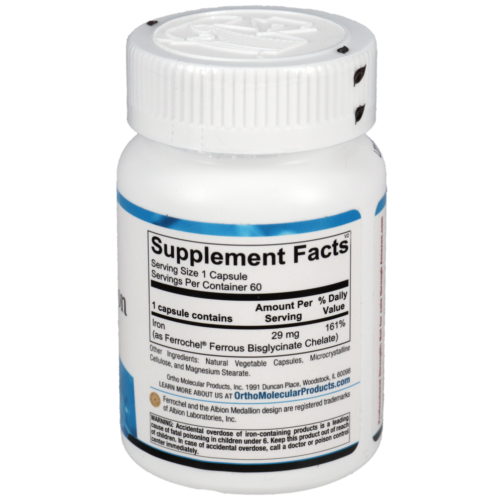 Ortho Molecular Products Reacted Iron 60 capsules