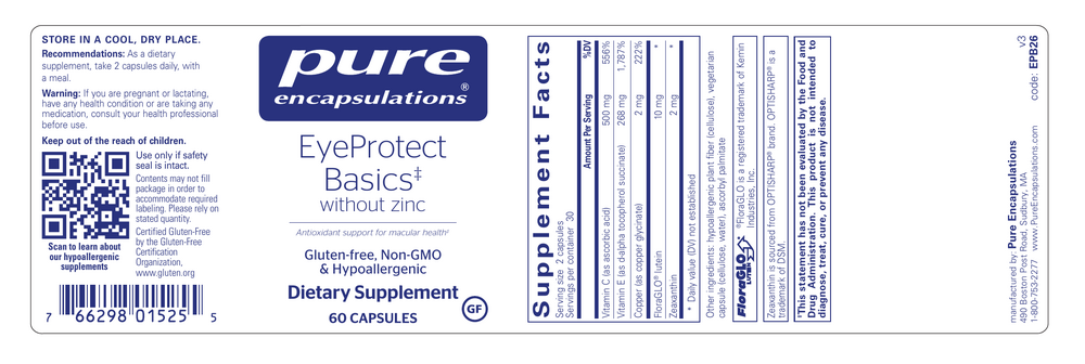Pure Encapsulations Eye Protect Basics w/o zinc* 60 capsules