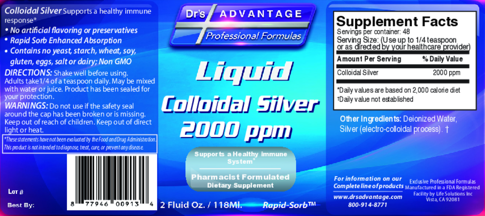 Dr's Advantage Liquid Colloidal Silver 2000ppm 59.14ml