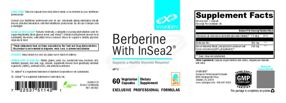 XYMOGEN Berberine with InSea2 60 capsules