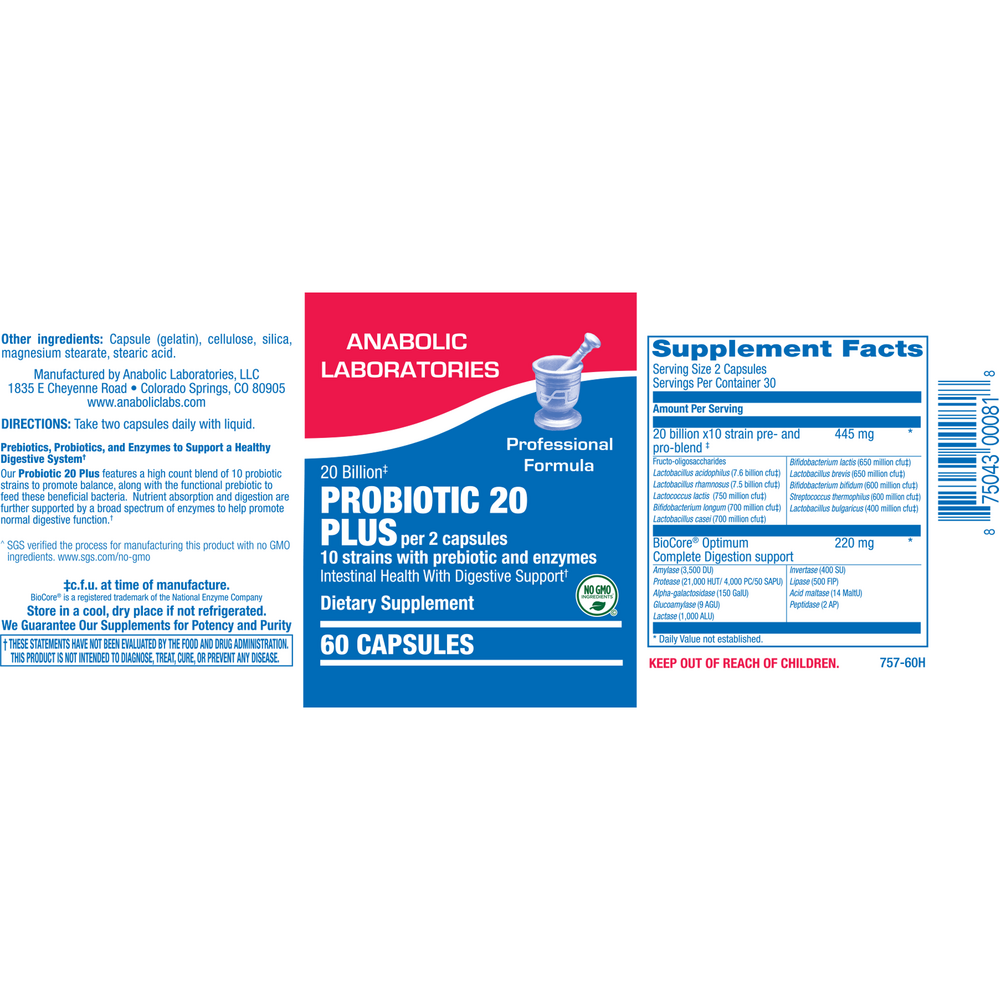 Anabolic Laboratories Probiotic 20 Plus 60 capsules