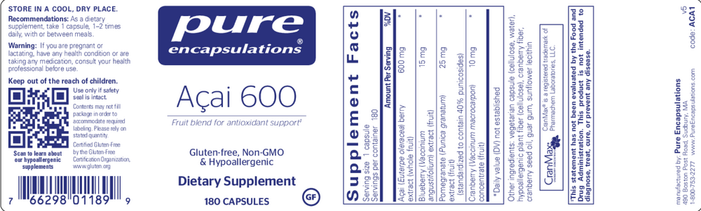 Pure Encapsulations Acai 600 180 capsules