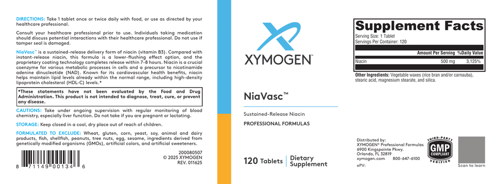 XYMOGEN NiaVasc 120 tablets