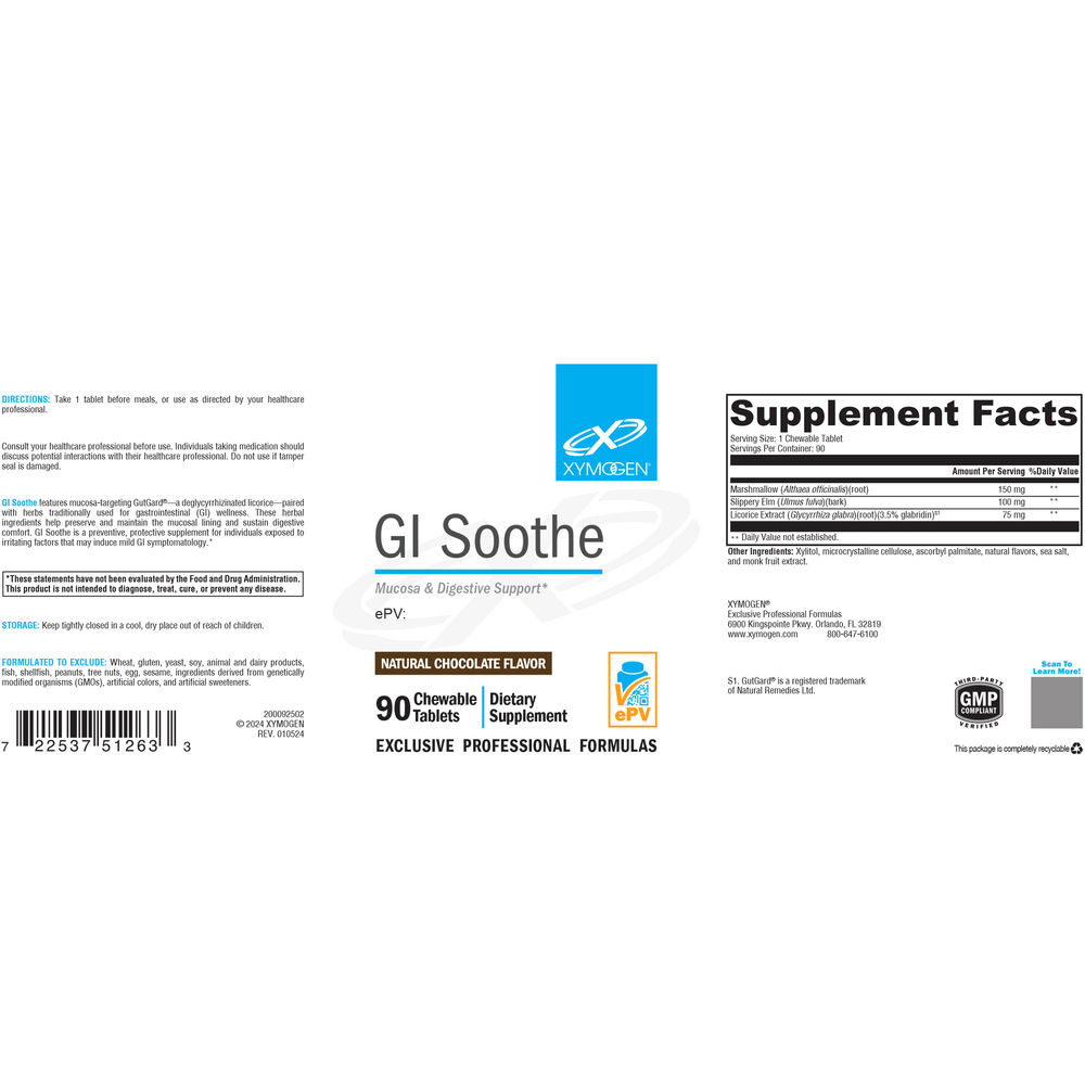 XYMOGEN GI Soothe Chocolate Flavor 90 Chewables