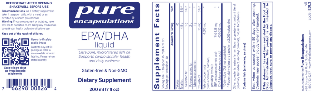 Pure Encapsulations EPA/DHA Liquid 200ml