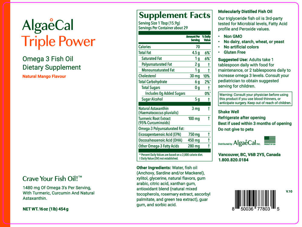 AlgaeCal Triple Power Omega 3 Fish Oil 16oz