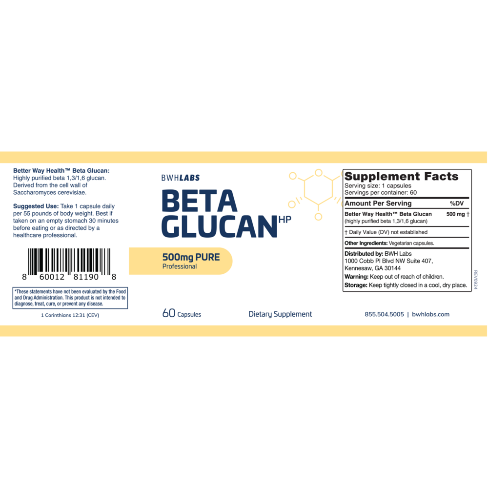 BWH Labs Beta Glucan 500mg 60 capsules