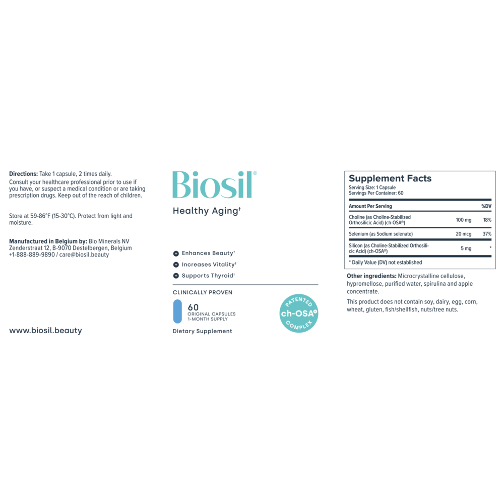 Biosil® Healthy Aging – ch-OSA® & Selenium for Skin, Hair & Joint Support 60 capsules