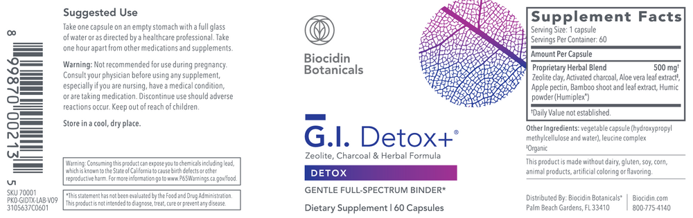 Biocidin Botanicals G.I. Detox™ + 60 capsules