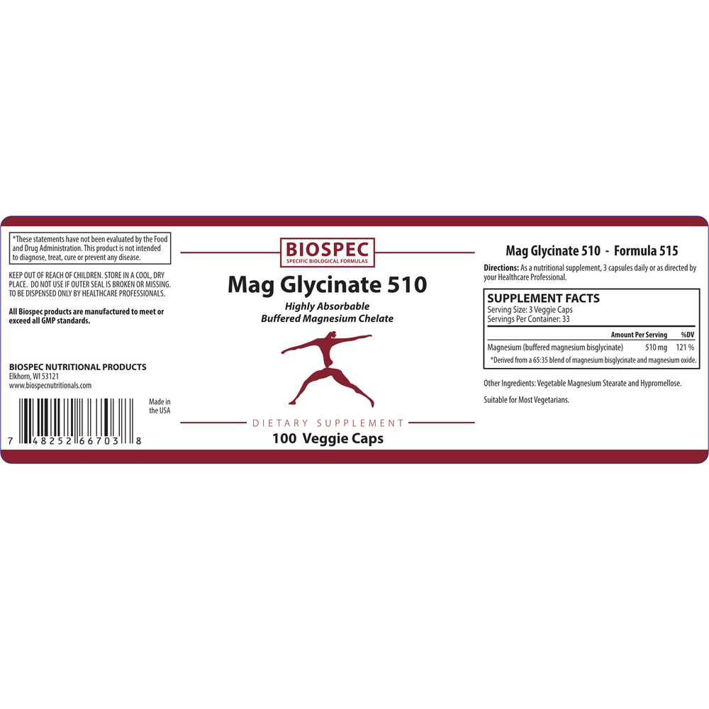 Biospec Nutritionals Mag Glycinate 510 100 capsules