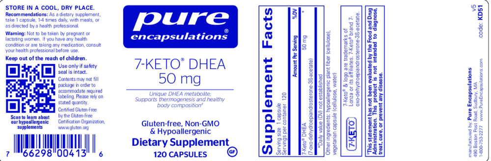 Pure Encapsulations 7-Keto DHEA 50mg 120 capsules