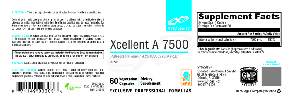 XYMOGEN Xcellent A 7500 60 capsules