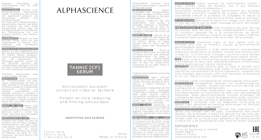 Alphascience TANNIC CF SERUM 1oz
