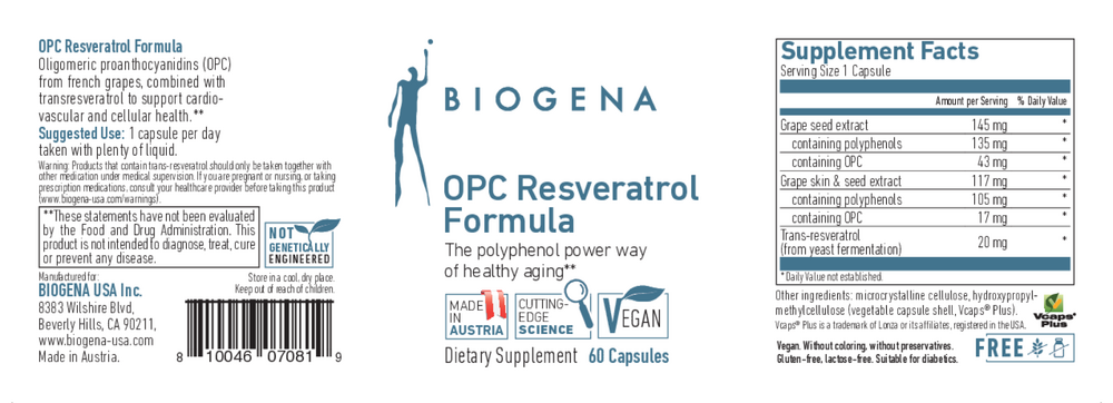Biogena OPC Resveratrol Formula 60 capsules