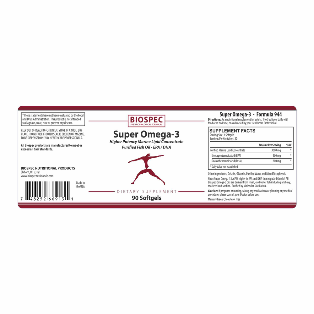 Biospec Nutritionals Super Omega-3 90 Softgels