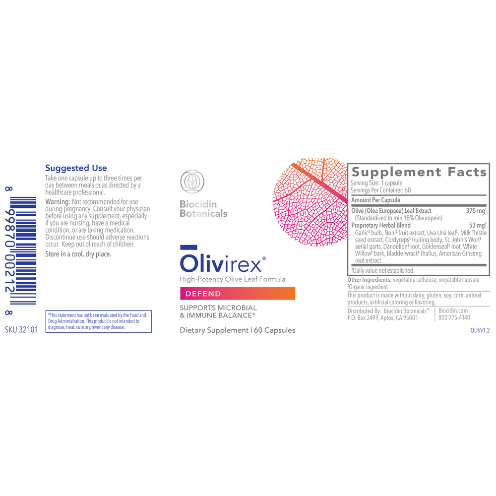 Biocidin Botanicals Olivirex (Olive Leaf Combination) 60 capsules