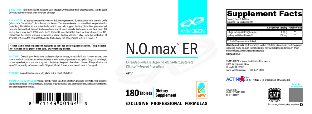 XYMOGEN N.O.max ER 180 tablets