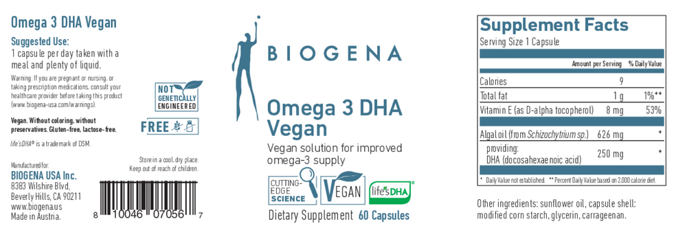 Biogena Omega 3 DHA Vegan 60 capsules