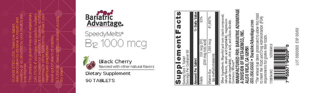 Bariatric Advantage B12 Speedy Melts Black Cherry 90 tablets