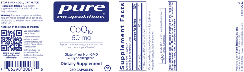 Pure Encapsulations CoQ10 60mg 250 capsules