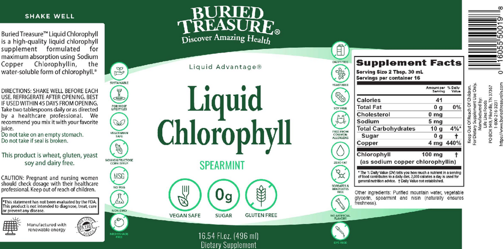 Buried Treasure Liquid Chlorophyll Spearmint 496ml