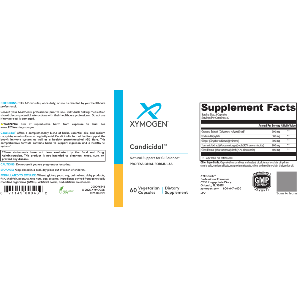 XYMOGEN Candicidal 60 capsules