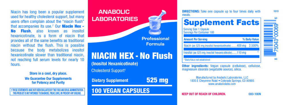 Anabolic Laboratories Niacin Hex (No Flush) 100 capsules