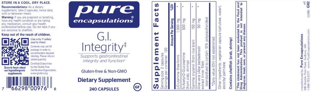 Pure Encapsulations G.I. Integrity* 240 capsules