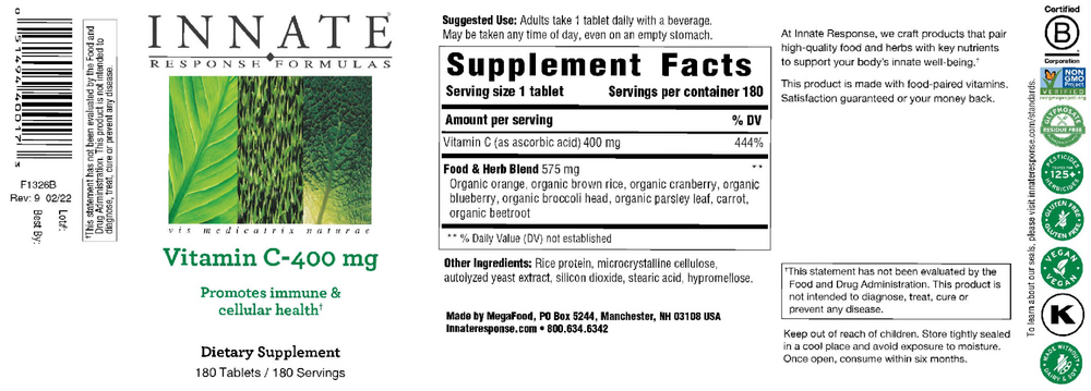 Innate Response Vitamin C-400 180 tablets
