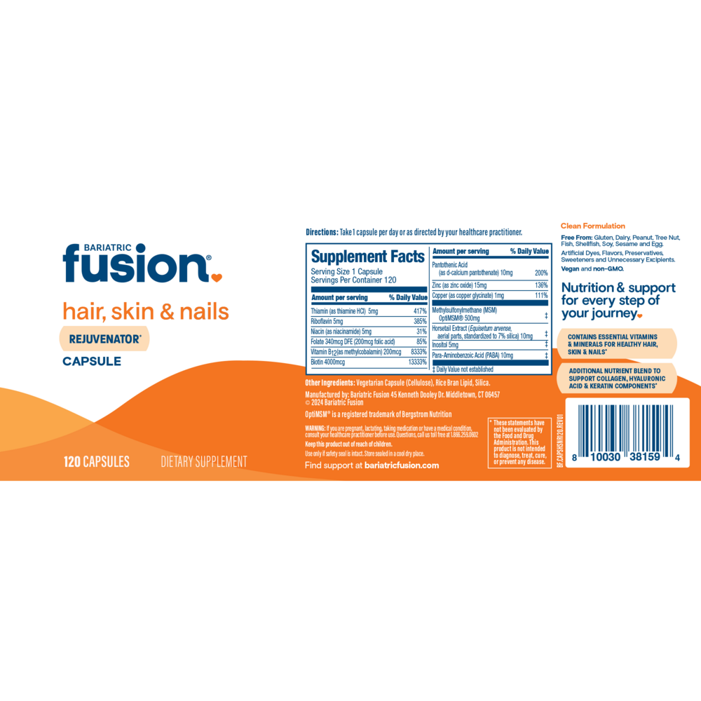 Bariatric Fusion Hair, Skin & Nails Rejuvenator 120 capsules