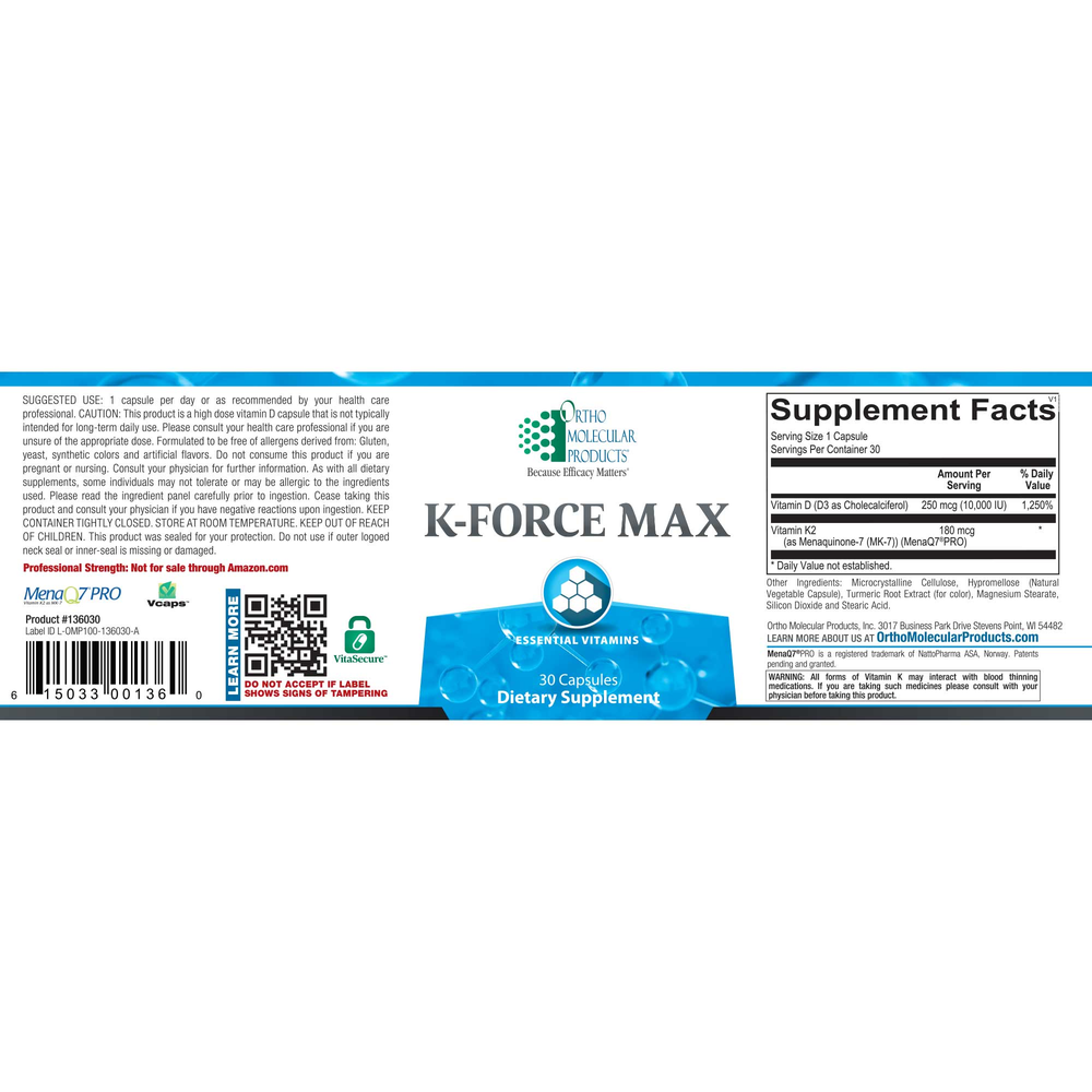 Ortho Molecular Products K‑FORCE MAX — 30 Capsules