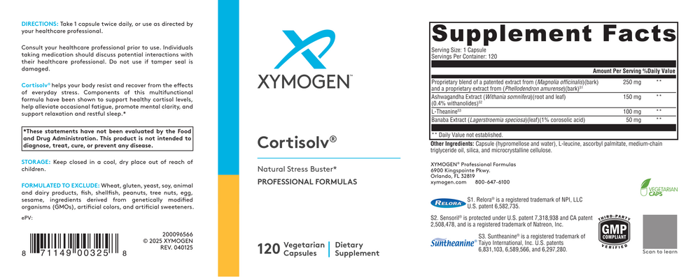 XYMOGEN Cortisolv 120 capsules