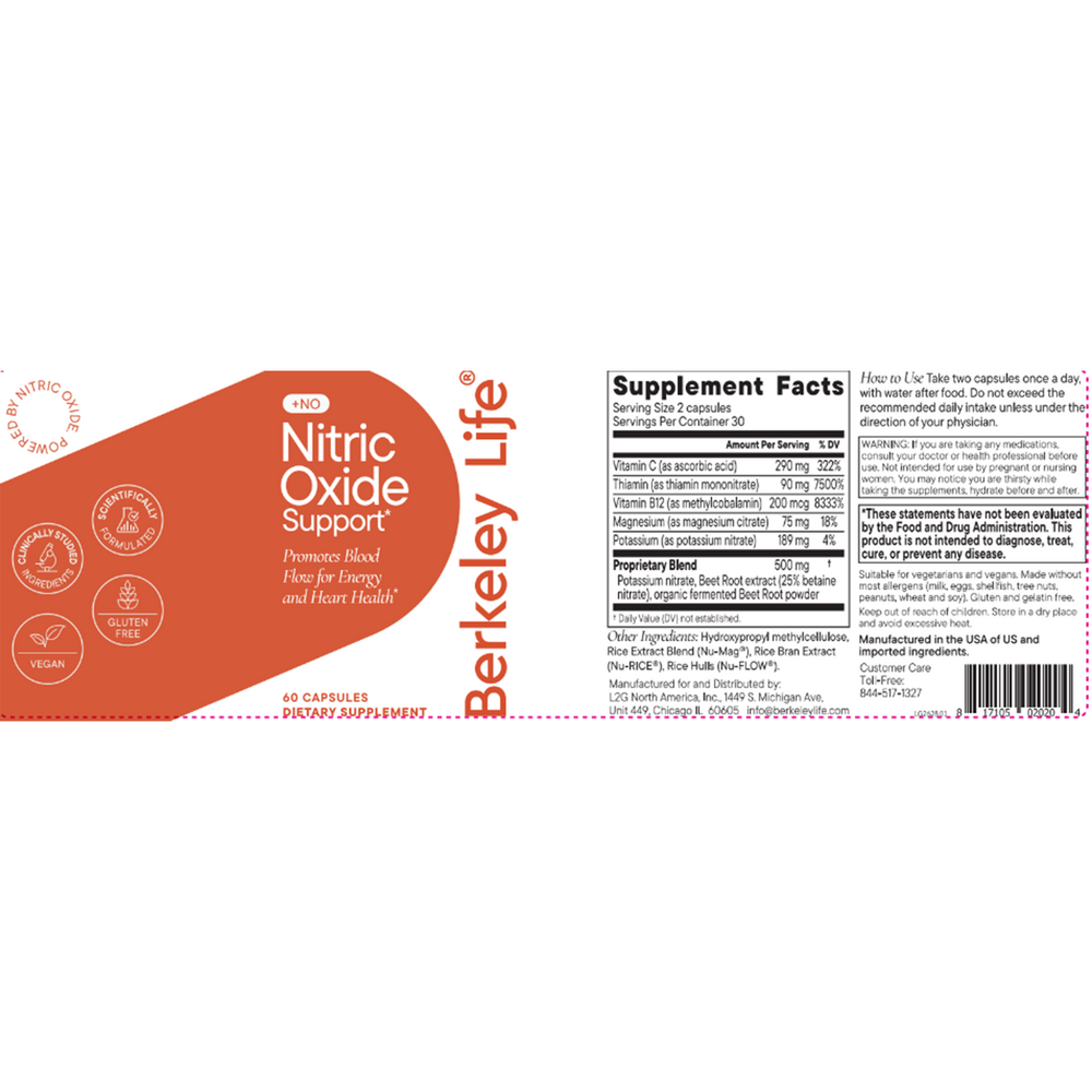 Berkeley Life Nitric Oxide Support 60 capsules