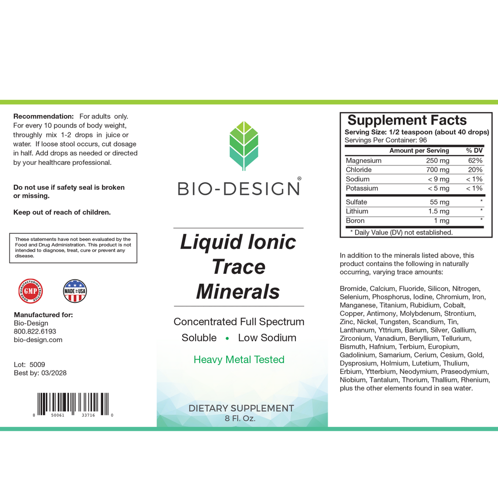 Bio-Design Liquid Ionic Trace Minerals 236ml