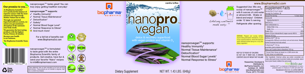 BioPharma Scientific NanoPro Vegan Protein 548 Grams
