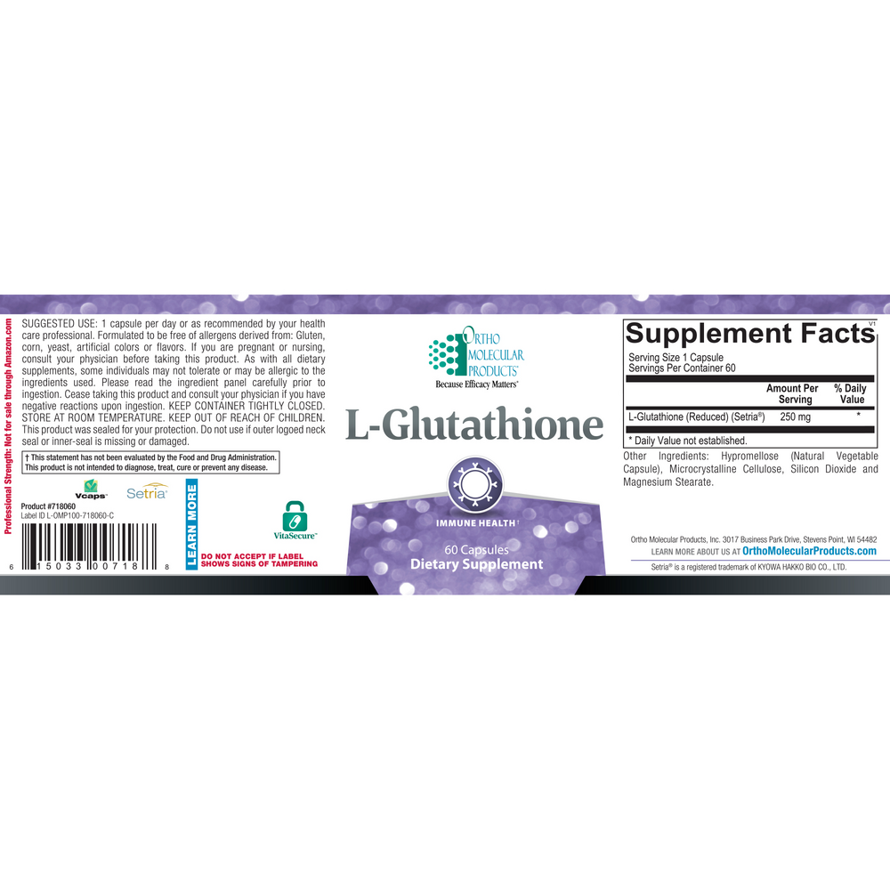 Ortho Molecular Product L-Glutathione 60 capsules