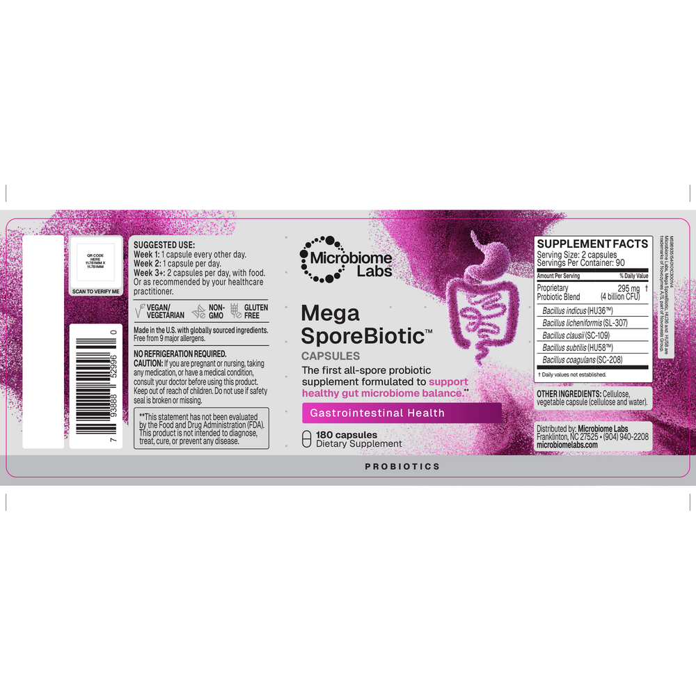 Microbiome Labs Mega SporeBiotic™ 180 capsules