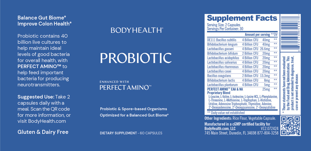 BodyHealth Probiotic - Enhanced with PerfectAmino 60 capsules