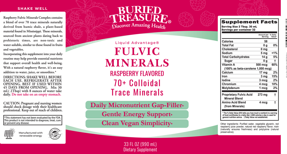 Buried Treasure Fulvic Minerals, Raspberry 990ml
