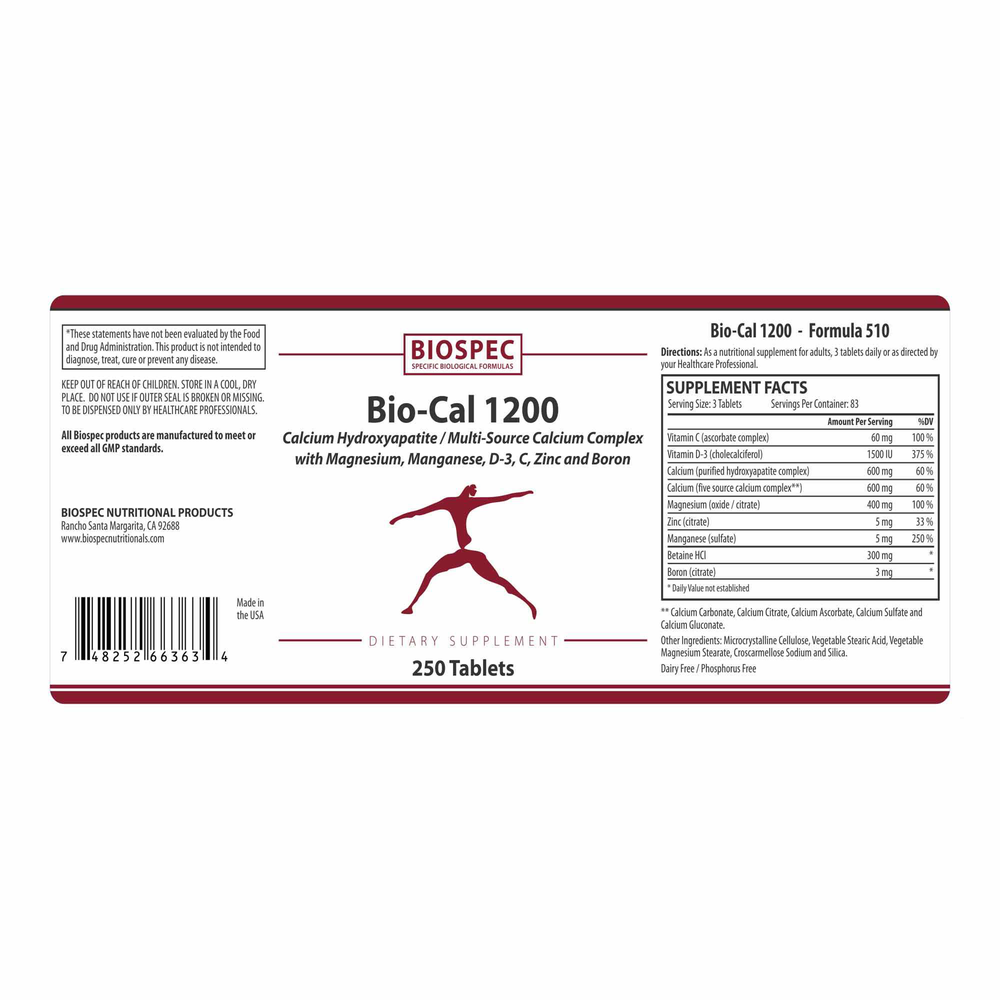 Biospec Nutritionals Bio-Cal 1200 250 tablets