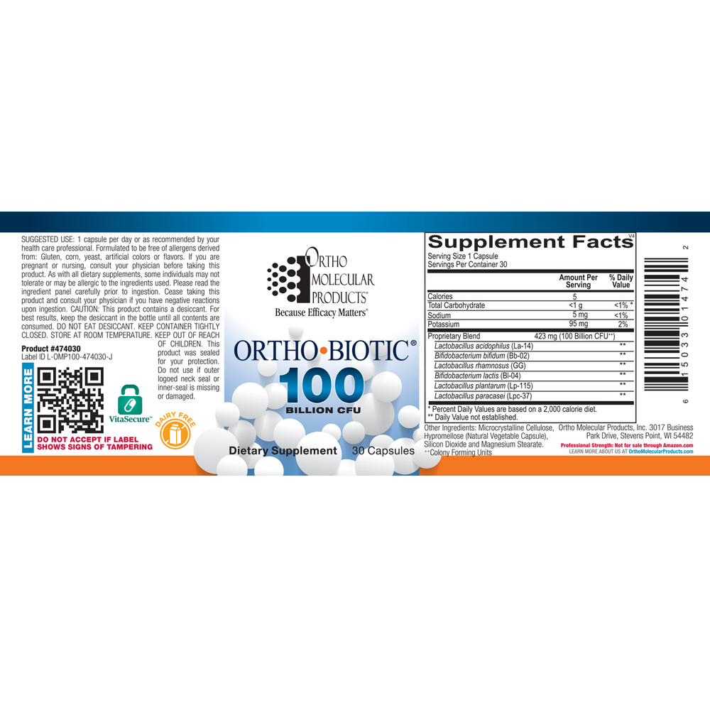 Ortho Molecular Products Ortho Biotic® 100 — 30 Capsules