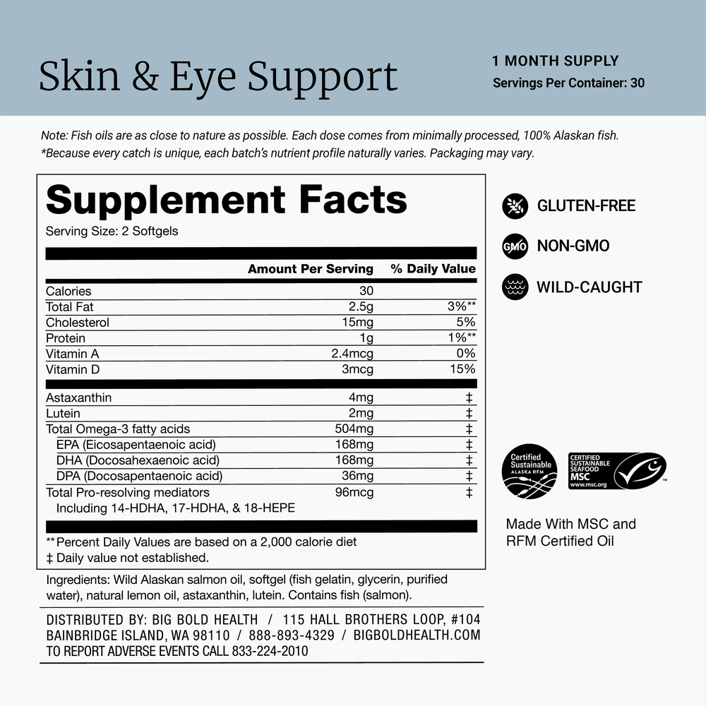 Big Bold Health Skin & Eye Support 60 Softgels