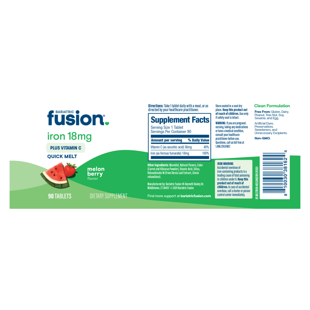 Bariatric Fusion Iron Quick Melt, Melon Berry 90 tablets