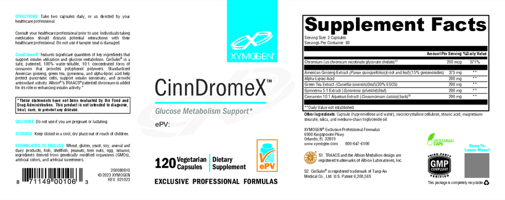 XYMOGEN CinnDromeX 120 capsules