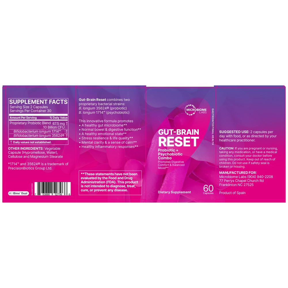Microbiome Labs Gut-Brain Reset (formerly Zenbiome Dual) 60 capsules