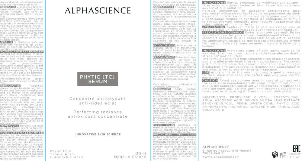 Alphascience PHYTIC TC SERUM 1oz