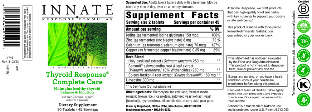 Innate Response Thyroid Response® Complete Care 90 tablets