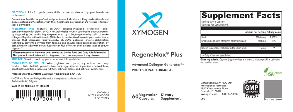 XYMOGEN RegeneMax Plus (Biotin and Choline) 60 capsules