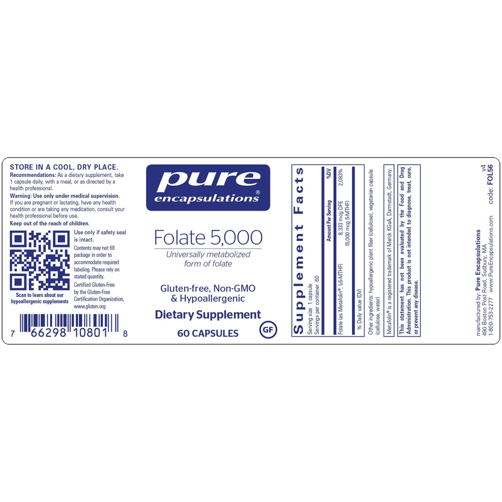 Pure Encapsulations Folate 5000 60 capsules