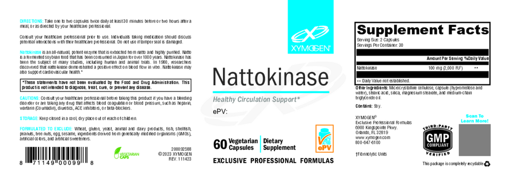 XYMOGEN Nattokinase 60 capsules